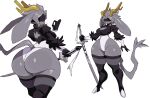  2023 absurd_res anthro antlers big_butt blindfold bovid breasts butt caprine cleavage clothed clothing cosplay crossover crossover_cosplay cyberlord1109 female fingers goat hi_res holding_object holding_sword holding_weapon horn jackalope lagomorph mammal melee_weapon nier_automata pseudoregalia simple_background solo sword sybil_(pseudoregalia) tail thick_thighs weapon white_background yorha_2b 