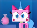  female hi_res km-15 looking_at_object potion potion_bottle solo the_lego_movie unikitty unikitty! 