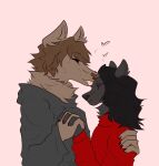 alternate_species anthro brown_body brown_fur brown_hair canid canine canis clothing crossgender duo embrace eugeniyburnt felid feline fur hair licking male male/male mammal maren_taverndatter tongue tongue_out twokinds webcomic webcomic_character wolf zen_(twokinds) 