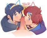  3boys artist_name bishounen blue_cape blue_eyes blue_hair cape commentary cooperative_fellatio cropped_shoulders english_text erection eyelashes fellatio fire_emblem fire_emblem:_shadow_dragon_and_the_blade_of_light fire_emblem:_the_binding_blade gold_trim group_sex hair_between_eyes headband licking licking_penis looking_at_viewer male_focus marth_(fire_emblem) meep mmm_threesome multiple_boys oral parted_bangs penis pov purple_cape red_hair roy_(fire_emblem) short_hair simple_background threesome tongue tongue_out uncensored veins veiny_penis watermark web_address white_background yaoi 