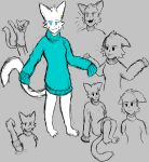  :3 anthro ear_piercing ear_ring felid feline female hi_res humanoid mammal piercing ring_piercing simple_background simple_eyes sitting sketch smug solo standing strangertimes sweatshirt 