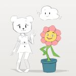  1:1 air_creature cartoon_network cloud elemental_creature female flora_fauna flower flower_creature gesture group leslie_(tawog) living_cloud looking_at_viewer masami_yoshida paper_creature plant simple_background smile teri_(tawog) the_amazing_world_of_gumball threek trio v_sign 