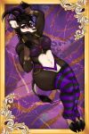 &lt;3 absurd_res antelope anthro bovid breasts clothing female gold goth hi_res hooves horn humanoid invalid_tag legwear lingerie makeeda mammal pin_(disambiguation) pinup pose purple sable_(disambiguation) solo stockings thehuntingwolf thong underwear up 