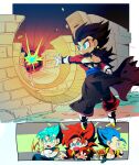  black_hair blue_eyes blue_sash blue_wristband chibi closed_mouth dougi dragon_ball dragon_ball_gt dragon_ball_heroes dragon_ball_super dragon_ball_super_broly earrings gloves gogeta gogeta_(xeno) jewelry long_hair male_focus metamoran_vest monkey_boy monkey_tail multiple_boys muscular muscular_male ommmyoh open_mouth pants potara_earrings red_fur saiyan sash spiked_hair super_saiyan super_saiyan_4 super_saiyan_blue tail time_patrol_(dragon_ball) twitter_username vegetto vegetto_(xeno) 