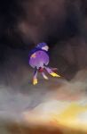  cloud cloudy_sky crying drifblim flying from_below full_body highres mimura_(nnnnnnnnmoo) no_humans outdoors pokemon pokemon_(creature) red_eyes sky solo tears 