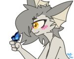  alxdraws anthro arthropod blush blush_lines butterfly eeveelution female generation_1_pokemon grey_body insect lepidopteran lunastrum nintendo pokemon pokemon_(species) solo vaporeon 