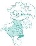  anthro big_breasts blue_clothing blue_dress blush blush_lines breasts clothed clothing crossgender dress eulipotyphlan eyelashes female hair hedgehog mammal meowwabae neck_tuft open_mouth open_smile ponytail sega silver_the_hedgehog simple_background smile solo sonic_the_hedgehog_(series) thick_thighs tuft white_background wide_hips 