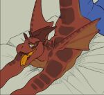  anal anal_penetration anthro dragon dragonketsu duo horn ketsu_(dragonketsu) male male/male male_penetrated male_penetrating male_penetrating_male nude penetration reptile scalie sex simple_background tail teeth tongue 