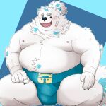  anthro asian_clothing belly blush bulge canid canine canis clawed_fingers clothing crouching domestic_dog east_asian_clothing eyebrows fur hi_res japanese_clothing lifewonders live_a_hero male mammal mawashi mohumohudansi moobs nipples nordic_sled_dog overweight samoyed solo spitz sumo_wrestler thick_eyebrows topknot white_body white_fur yohack 