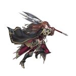  1girl armor attack axe battle_axe black_cape brown_eyes brown_hair cape clenched_teeth dai-xt fingerless_gloves fire_emblem fire_emblem:_mystery_of_the_emblem fire_emblem_heroes gloves holding holding_axe holding_shield long_hair lunge official_alternate_costume official_art red_cape red_gloves sheena_(fire_emblem) sheena_(resplendent)_(fire_emblem) shield solo teeth v-shaped_eyebrows weapon 