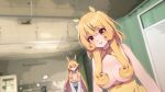  2girls animal_ears blonde_hair breasts china_dress chinese_clothes chung_(ugwa) closed_eyes closed_mouth dress hair_between_eyes horse_ears long_hair medium_breasts multiple_girls open_mouth original smile teeth ugwa upper_teeth_only white_dress yellow_dress yellow_eyes 