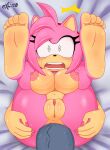  accessory amy_rose anal anal_penetration anthro big_breasts big_penis bodily_fluids breasts butt colored_nails disembodied_penis eulipotyphlan excito feet female female_penetrated fur genitals green_eyes hair hair_accessory hairband hedgehog hi_res huge_penis humanoid_feet large_penetration legs_up looking_at_viewer lying male male/female male_penetrating male_penetrating_female mammal nails nipples nude on_back penetration penile penile_penetration penis penis_in_ass pink_body pink_fur pink_hair plantigrade plump_labia pussy sega sex solo sonic_the_hedgehog_(series) sweat sweatdrop tears_of_pain wide_eyed worried_look 