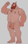  2023 anthro balls beard belly biceps big_balls big_belly body_hair butt chest_hair chest_tuft domestic_pig ear_piercing facial_hair feet flaccid flexing flexing_bicep genital_piercing genitals grin grinning_at_viewer looking_at_viewer male mammal manly musclegut muscular navel nipple_piercing nipples nude pecs penis penis_piercing piercing prince_albert_piercing pubes simple_background smile solo standing suid suina sus_(pig) triceps tuft tusks tusky_rayan_(artist) white_background wild_boar 