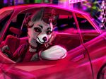  anthro arctic_fox arm_support canid canine car cigarette clothing dim_lighting female fox glowing hi_res hybrid jacket leaning_on_elbow lostwisdom mammal night solo topwear vehicle 