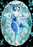  absurd_res anthro blue_body breasts crystal deer fan_character featureless_breasts featureless_crotch female gem heartlessangel3d hi_res hooves mammal solo 