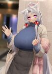  animal_humanoid bangs belly big_breasts bottomwear breasts canid canid_humanoid canine canine_humanoid clothed clothing female fox_humanoid hair hi_res huge_breasts humanoid inner_ear_fluff jacket kjunyomi long_hair mammal mammal_humanoid parted_bangs ponytail pupils purple_eyes purse ribbed_clothing ribbed_sweater sidelocks skirt slightly_chubby slit_pupils solo sweater topwear touhoku_itako tuft turtleneck voiceroid white_hair 