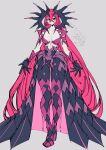  alear_(female)_(fire_emblem) alear_(fire_emblem) alternate_costume alternate_hair_color armor breasts crossed_bangs dragon_girl expressionless fire_emblem fire_emblem_engage full_body highres horns long_hair looking_at_viewer medium_breasts navel negiwo pale_skin red_eyes red_hair revealing_clothes shoulder_armor solo sombron_(fire_emblem) very_long_hair 