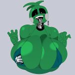  animatronic anthro avian beakless big_breasts bikini bikini_top bird black_sclera blush blush_stickers breasts bust_portrait chicken clothing female five_nights_at_freddy&#039;s five_nights_at_freddy&#039;s_2 galliform gallus_(genus) green_body hi_res huge_breasts machine non-mammal_breasts open_mouth phasianid portrait robot scottgames solo swimwear tongue tongue_out toy_chica_(fnaf) white_eyes yeehawt0wn 