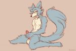  anthro balls beastars bodily_fluids canid canine canis foreskin genital_fluids genitals lawyerdog legoshi_(beastars) looking_at_viewer male mammal masturbation nude on_ground penis precum solo solo_focus wolf 