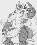  2019 abs aircraft airplane anthro balls biceps big_balls big_muscles big_penis bodily_fluids canid canine canis cum destruction digital_media_(artwork) erection fur genital_fluids genitals giga_macro hi_res huge_balls huge_muscles huge_penis humanoid_genitalia humanoid_penis hyper larger_anthro looking_at_viewer macro male mammal monochrome muscular muscular_anthro muscular_male nude pecs penis perenthis simple_background size_difference solo vehicle vehicle_destruction vore wolf yama_(perenthis) 