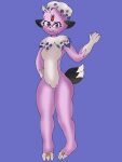  3:4 3_toes ambiguous_gender anthro blush claws digit_ring feathers feet full-length_portrait fur generation_4_pokemon hi_res jewelry kerolink male nintendo nsfwlittleguy nude pink_body pink_fur pokemon pokemon_(species) pokemon_oc portrait purple_eyes ring solo tail thick_thighs toe_ring toes weavile 