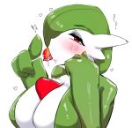  &lt;3 bedroom_eyes big_breasts blush breasts candy cleavage clothed clothing dessert female food gardevoir generation_3_pokemon hi_res huge_breasts lollipop menyang narrowed_eyes nintendo not_furry pokemon pokemon_(species) seductive solo tongue tongue_out white_body 