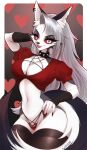  &lt;3 absurd_res anthro big_breasts big_butt breasts butt canid canid_demon canine canis cleavage clothed clothing collar demon female fullpillow_(artist) fur grey_body grey_eyes grey_fur grey_hair hair hellhound helluva_boss hi_res huge_breasts huge_thighs looking_at_viewer loona_(helluva_boss) mammal multicolored_body multicolored_fur navel panties red_sclera shirt signature smile solo spiked_collar spikes standing tail text thick_thighs topwear underwear white_body white_fur wide_hips wolf 