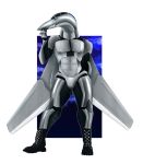  3apa3a abs absurd_res aircraft anthro biped glistening glistening_body hi_res living_aircraft living_machine living_vehicle machine male metallic_body solo vehicle wings 