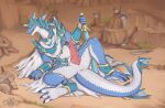 anthro anus blush clothed clothing dragon erection genitals hi_res male melee_weapon penis scalie solo sonimad_(artist) sword tail weapon 