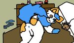  anthro arcticdafox balls bedroom blush butt canid canine character_name_arctic dildo fox genitals male mammal nude sex_toy solo 