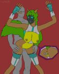  anthro anus areola balls big_breasts blush breasts butt canid canine crytonic cybernetics digital_drawing_(artwork) digital_media_(artwork) duo erection faceless_character faceless_male female female_penetrated fur genitals green_hair hair hi_res long_hair machine male male/female male_penetrating mammal nipples orange_body orange_fur penetration penile penile_penetration penis penis_in_pussy pussy screen screen_face sex simple_background spacesuit tail toralo_(crytonic) vaginal vaginal_penetration 