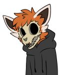  ailurid alpha_channel alyx_(not_odessa) anthro black_clothing black_hoodie black_topwear bone clothing creepy fur hair hoodie inner_ear_fluff male mammal orange_body orange_fur pegacousin possible_death red_panda skull skull_head solo topwear tuft 