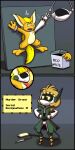  assimilation fur hi_res jumpstart_games kyrii male mask millaroth murder_drones neopet_(species) neopets robotification tail text transformation trevor-fox yellow_body yellow_fur 