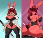  anthro big_breasts big_butt bodily_fluids breasts bunny_costume butt clothed clothed_sex clothing costume cum curvy_figure diamond_grenadier duo ejaculation eliza_(averyshadydolphin) eyewear female genital_fluids glasses hat headgear headwear hi_res hot_dogging hourglass_figure lagomorph leporid male male/female mammal melee_weapon military_cap military_jacket outercourse rabbit sex sheathed_sword sheathed_weapon skimpy sword weapon 