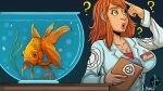  16:9 2022 5_fingers aquarium artist_logo artist_name big_breasts black_eyes breasts clearance_card cleavage clipboard clothed clothing coat collar collar_only colored confusion cyprinid cypriniform detailed digital_media_(artwork) digital_painting_(artwork) dorsal_fin duo female feral fin fingers fish fish_bowl furniture goldfish green_eyes hair hi_res holding_clipboard holding_object human lab_coat light_body light_skin logo male male_(lore) mammal marine markoriginals medium_hair memory_loss nude orange_body orange_fin orange_hair orange_scales pebble pectoral_fin question_mark red_clothing red_shirt red_topwear scales scp-634 scp_foundation shaded shirt signature swimming table tail tail_fin text topwear vivarium water white_lab_coat widescreen yellow_sclera yellow_text 