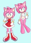  2023 amy_rose anthro blush boots clothing dress eulipotyphlan female footwear gloves handwear hedgehog looking_at_viewer mammal navel panties sega solo sonic_the_hedgehog_(series) underwear unousaya 