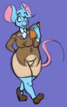  2023 anthro biped blue_body blue_eyes blue_fur blue_hair bottomwear breasts brown_clothing brown_topwear brown_vest buckteeth clipboard clothed clothed_anthro clothed_female clothing colored digital_drawing_(artwork) digital_media_(artwork) female female_anthro fur hair hi_res holding_clipboard holding_object mammal mia_mouse mouse mouse_ears mouse_tail murid murine pencil_skirt pink_inner_ear pink_nose pink_tail rodent simple_background skirt solo tail tan_bottomwear tan_clothing tan_skirt teeth theoligarche topwear vest 