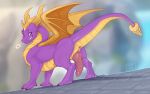  &lt;3 activision animal_genitalia anus belly_scales butt dragon erection feral genital_slit genitals grin hi_res horn inno-sjoa knot male membrane_(anatomy) membranous_wings presenting presenting_hindquarters purple_body purple_scales scales scalie slit smile solo spyro spyro_the_dragon teeth western_dragon wings yellow_body yellow_scales 