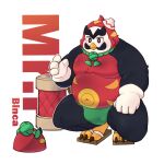  anthro asian_clothing avian binca_233 bird black_body brawl_stars clothing east_asian_clothing footwear fundoshi gloves handwear hi_res japanese_clothing male mr.p_(brawl_stars) overweight overweight_anthro overweight_male penguin red_body sandals solo underwear 