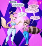  anthro big_breasts big_butt blinky_bill_(series) blu3danny breasts butt canid canine canis clothed clothing daisy_dingo dialogue digital_media_(artwork) dingo duo english_text female fur hair hi_res lipstick lisa_raccoon makeup mammal open_mouth ponytail procyonid raccoon seductive smile text the_raccoons wide_hips 