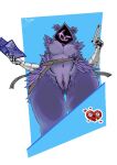  absurd_res anthro areola bear belt breasts clothing ear_tuft epic_games feathers female fortnite fur fur_markings genitals gun headgear headwear hi_res holding_gun holding_object holding_weapon hood_up humanoid looking_at_viewer mammal markings nipples nude one_eye_closed playful purple_body purple_fur pussy ranged_weapon raven_team_leader slighoull solo thick_thighs tuft weapon wide_hips wink winking_at_viewer 