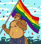  anthro hi_res hunterramirez lgbt_pride male mammal mustelid otter pride_color_flag pride_colors pride_month slightly_chubby smile solo 