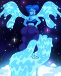  absurd_res alien alien_humanoid big_butt blue_body blue_hair butt cartoon_network clothing female gem_(species) hair hands_on_hips hi_res humanoid lapis_lazuli_(steven_universe) lips pose solo space steven_universe tenjosan thick_lips tight_clothing water 