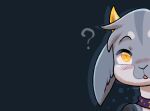  ambiguous_gender anthro blush blush_lines bovid caprine circle_eyebrows collar collar_only ears_down eyebrows ezpups floppy_ears fur goat gold_dust_(ezpups) grey_body grey_fur head_tuft horn mammal nude open_mouth pivoted_ears question_mark solo tuft yellow_eyes 