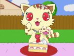  accessory anthro brown_body brown_fur dairy_products dessert domestic_cat eyelashes felid feline felis female first_person_view flower flower_accessory food fruit fur hi_res jewelpet jewelry looking_down mammal masterlinkx necklace open_mouth pawpads paws plant reaching red_eyes sango_(jewelpet) sanrio sega sega_toys smile solo strawberry strawberry_cake striped_body striped_fur stripes tabby_cat tail whipped_cream yellow_body yellow_fur 