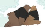  2023 absurd_res anthro bear biped blush bodily_fluids brown_body brown_fur butt clothing duo fur hi_res kemono kissing mammal overweight quanjiang shirt sitting sweat topwear 