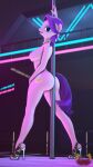  3d_(artwork) absurd_res anthro anthrofied big_breasts big_butt breasts butt clothing dancing digital_media_(artwork) equid equine female footwear friendship_is_magic hasbro hi_res high_heels loveslove mammal my_little_pony nipples pole pole_dancing solo spoiled_rich_(mlp) stripper_pole 