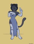  2023 after_transformation anthro armwear black_body black_fur black_hair clothing digital_drawing_(artwork) digital_media_(artwork) dress elbow_gloves felid female flyingram front_view fur gloves hair handwear hi_res legwear long_socks mammal pantherine smile solo stockings thigh_highs 