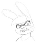  angry anthro disney ears_up female frown_eyebrows hair judy_hopps lagomorph leporid looking_at_viewer mammal rabbit scar simple_background sketch solo spoof_(artist) white_background zootopia 