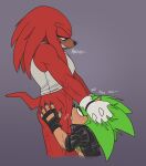  anthro archie_comics balls bodily_fluids bottomless clothed clothing duo fingerless_gloves genitals gloves grabbing_head hand_on_head handwear hi_res knuckles_the_echidna male male/male oral penis saliva saliva_string scourge_the_hedgehog sega sonic_the_hedgehog_(archie) sonic_the_hedgehog_(comics) sonic_the_hedgehog_(series) vile_hazard 
